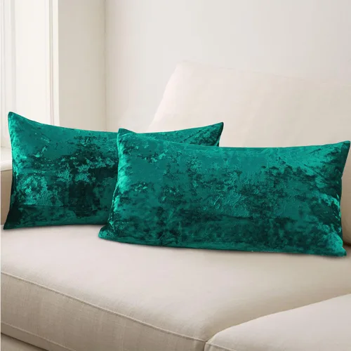 Vista 22 de Home Soft Things Funda de almohada decorativa de terciopelo triturado, 4 piezas, aguacate, 20 x 20 pulgadas, funda cuadrada de acento suave