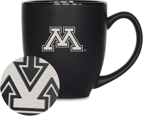 Vista 424 de Rico Industries - Taza de cerámica mate negra con grabado láser estándar de 15oz para NCAA (escuelas T & U) - Para bebidas calientes o frías