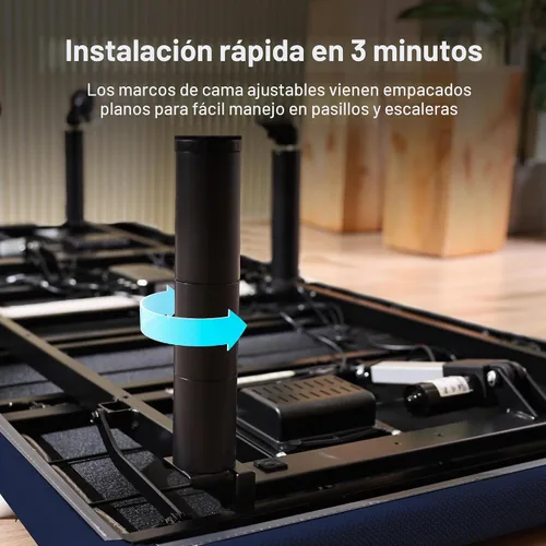 Vista 5 de Fromann Base de cama ajustable individual, base de cama ajustable con control remoto inalámbrico y puertos USB, gravedad cero, masaje, inclinación