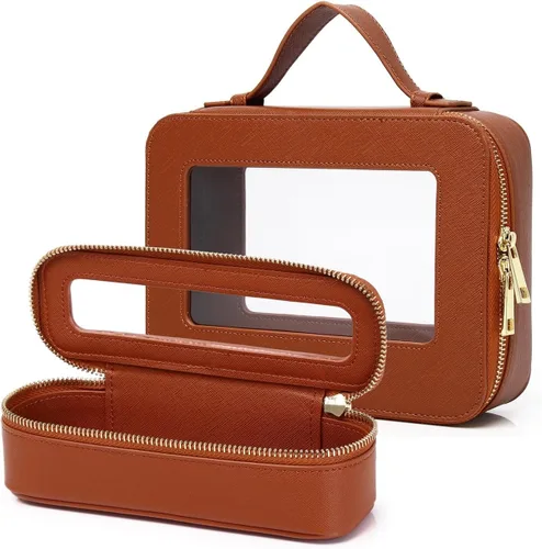 Vista 72 de Pinkmik Pequeña bolsa de maquillaje, mini estuche transparente para maquillaje y neceser con cremallera, organizador de bolsos para mujer