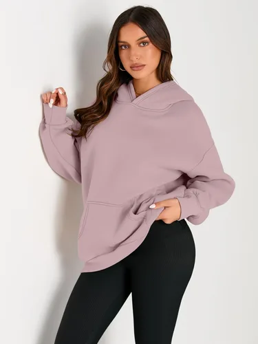 Vista 2 de EFAN - Sudadera con capucha para mujer - Sudadera de vellón sobredimensionada con mangas largas para otoño e invierno, ropa de moda inspirada