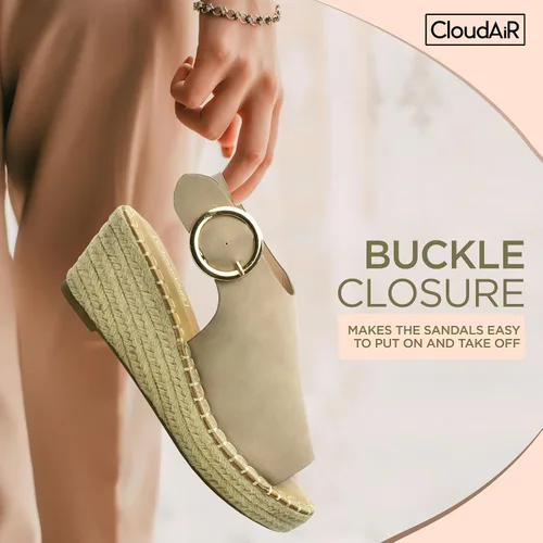 Vista 3 de CLOUDAIR Selina - Sandalias de cuña para mujer, cómodas y elegantes sandalias de plataforma con cierre de hebilla, cómodos tacones de cuña