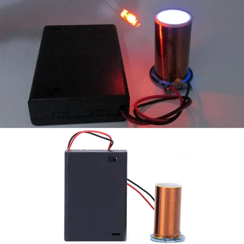 Vista 5 de ViaGasaFamido Mini bobina Tesla, bobina seca con batería de plasma de altavoz de plasma transmisión inalámbrica para experimentos Instalación