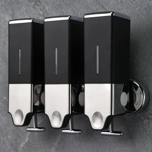 Vista 8 de Dispensador de jabón montado en la pared, dispensador de ducha, cabezal de prensado manual, dispensador de champú líquido y jabón para baño, cocina