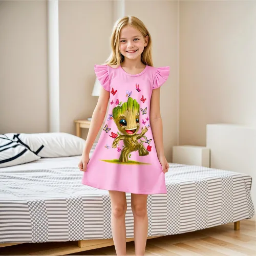 Vista 7 de Girls Princess Groot Costume Dress Boys Cartoon Movie Shirts and Pants Sets Two Piece Swimsuits for kids 2-12 Years