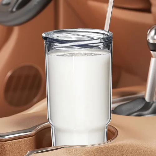 Vista 7 de MEWAY 2 vasos aislados clásicos de 30 onzas, vaso acrílico de doble pared con tapa, vasos aislados de plástico reutilizables con popote