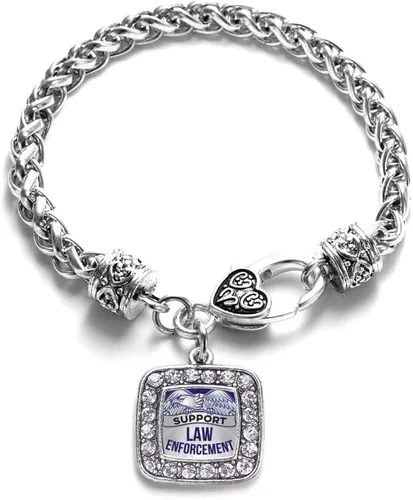 Vista 113 de Pulsera de dijes cuadrados de plata con joyería de circonita cúbica