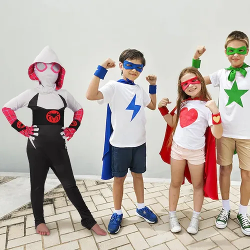 Vista 7 de 2023 Super Hero Halloween Cosplay Costume Spandex 3D Style Jumpsuit Kids