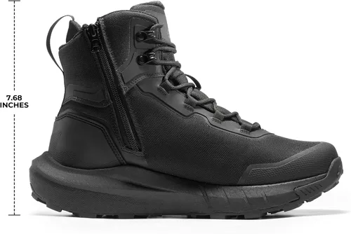 Vista 8 de NORTIV 8 Suela acolchada táctica ligera para hombre, para el trabajo, todo el día, cremallera lateral, motocicleta, combate, militar, bota