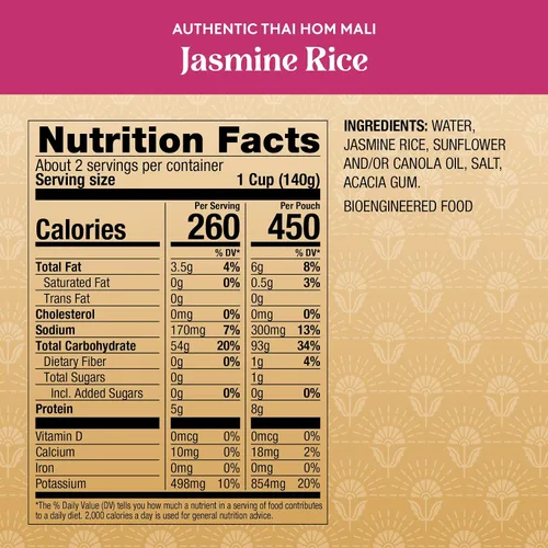 Vista 8 de Royal Authentic Thai Hom Mali Jasmine Rice – Guarnición de arroz para microondas – Arroz blanco listo para calentar – Bolsa para microondas de 8.5
