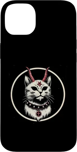 Vista 15 de Funda para iPhone 17 de Baphomet Satánico Oculto de Gato del Diablo