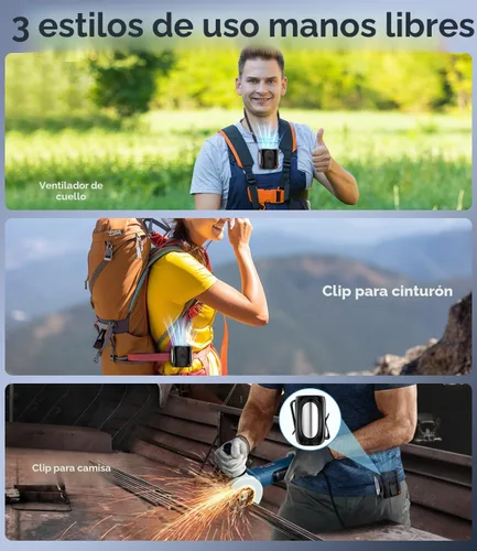 Vista 5 de Ventilador de cintura portátil AI, 6 velocidades de 16000 rpm, flujo de aire turbo fuerte, ventilador personal de refrigeración máxima de 40 horas