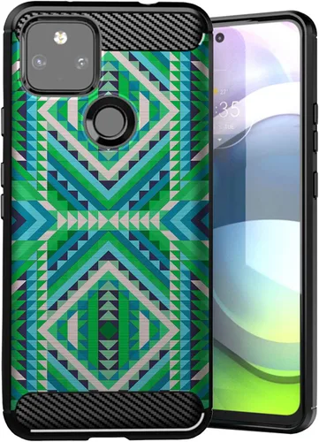 Vista 7 de CasesOnDeck - Funda compatible con Google Pixel 5A (2021) / Pixel 5A 5G] cubierta de parachoques de TPU suave con textura de fibra de carbono