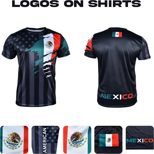 Vista 4 de Fury Mexico - Camiseta y pantalón corto de fútbol para niños y niñas, jóvenes para niños mexicanos