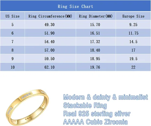 Vista 3 de LQXY Anillos apilables de plata de ley 925 para mujer Bandas de eternidad de circonita cúbica para ella