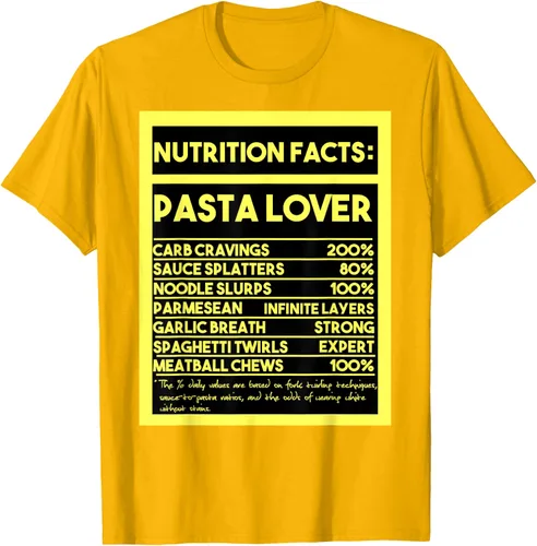 Vista 52 de Pasta Lover Nutrition Facts: The Ultimate Carb Connoisseur's T-Shirt Negro
