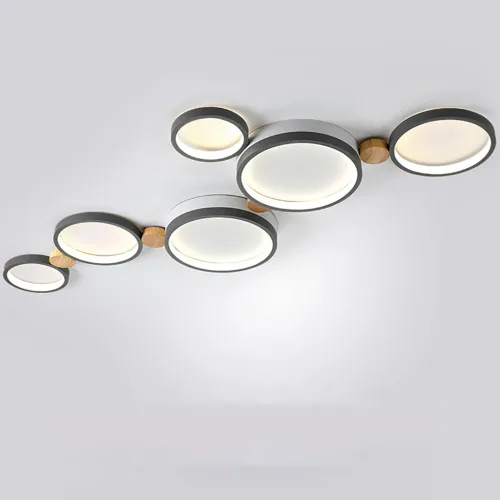 Vista 21 de Lámpara de techo LED de 3 luces, 22 pulgadas, moderna lámpara de techo empotrada de madera de 20 W regulable para sala de estar, dormitorio, cocina