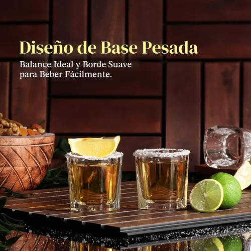 Vista 4 de QUAFFER Vasos de chupito cuadrados de base pesada de 2 onzas (juego de 4) – Vaso de chupito moderno – Vodka clásico de whisky vodka tequila Jerez