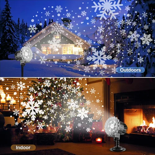 Vista 5 de Proyector de luces de copo de nieve para exteriores, 9 vatios súper brillantes, lámpara de nevada, proyección de luz nocturna, luces LED