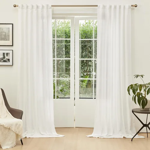 Vista 47 de MYSKY HOME Cortinas naturales de puerta francesa para ventana de puerta, 40 pulgadas de largo, cortas, semitransparentes, filtrantes de luz