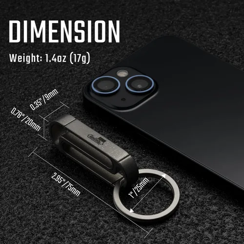 Vista 14 de KeyUnity Clip de cinturón Titanium del tenedor de la llave, llavero lateral doble del mosquetón para los hombres
