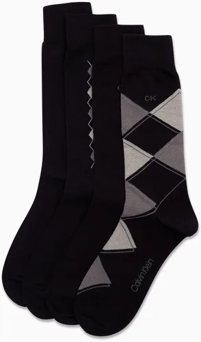 Vista 4 de Calvin Klein Calcetines de vestir para hombre - Calcetines de mezcla de algodón: patrones y sólidos (paquete de 4)