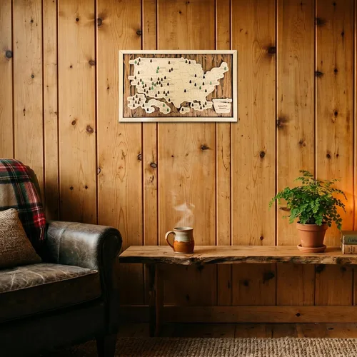 Vista 4 de Mapa Personalizado de Madera de Parques Nacionales con Chinchetas Rastreador de Viajes - Regalos de Mapa de Parques Nacionales Hechos en EE.UU.