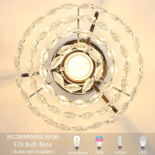 Vista 5 de Luupyia Mini lámpara de techo de cristal pequeña, moderna lámpara de techo de cristal para accesorios de pasillo, lámpara de araña plateada