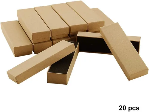 Vista 7 de PH PandaHall Paquete de 20 cajas de regalo de joyería, collar, pulsera, caja de papel kraft rectangular con esponja para vender cumpleaños, Navidad