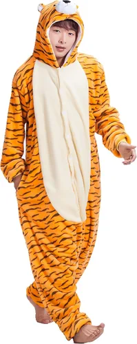 Vista 4 de Pijama de tigre para adultos, sudadera con capucha Kigurumi