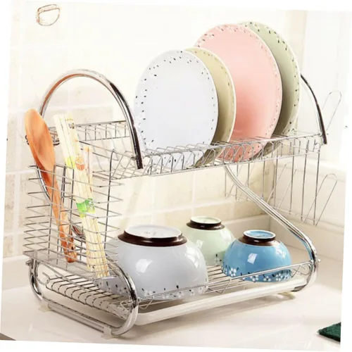 Vista 6 de UPKOCH Escurridor de platos para fregadero, estante seco para platos, soporte para palillos, soporte para utensilios sobre el fregadero, escurridor
