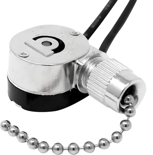 Vista 2 de ZE-109M E89885 - Interruptor de luz de cadena de 2 cables de repuesto de un solo polo a través SPST 3A125VAC 6A250VAC para ventiladores de techo