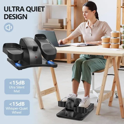 Vista 3 de Under Desk Elliptical Machine for Senior Mini Elliptical Leg Exerciser with Remote Quiet Portable Electric Seated Foot Pedal Exerciser for Home