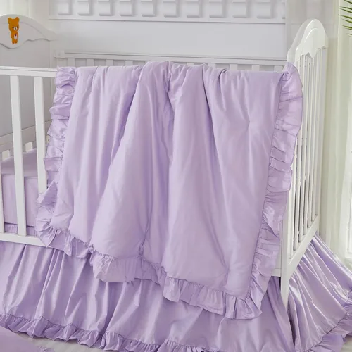 Vista 16 de Brandream Conjunto de Ropa de Cama para Cuna Unisex Bebé Niña Niño 3 Piezas Beige Sólido Boho Chic de Granja Volantes Cálido 100% Algodón Lavado