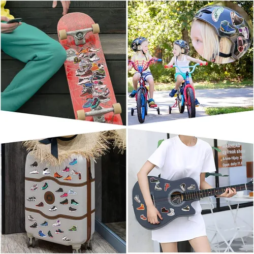 Vista 6 de 100 calcomanías de baloncesto para zapatos de baloncesto para computadora, botella de agua, patineta, hidroflask, automóvil, bicicleta, equipaje