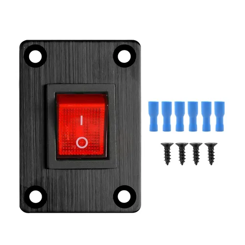 Vista 12 de 1 pieza Interruptor basculante negro KCD1 para barco, interruptor de panel SPST de 2 posiciones y 2 pines, 6A 250V CA 10A 125V CA, con 4 piezas