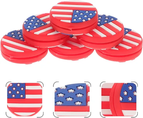 Vista 4 de Partykindom 6 unidades de amortiguadores de raqueta de tenis con bandera americana, amortiguadores de vibraciones para raquetas de tenis, accesorios