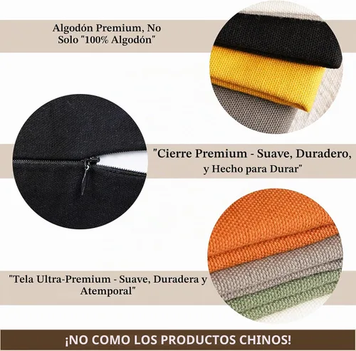 Vista 4 de RELY+ Fundas de cojín de algodón negras de 16"x16" Juego de 2 Fundas decorativas con cremallera para cojines, para sofá, casa de campo y sala