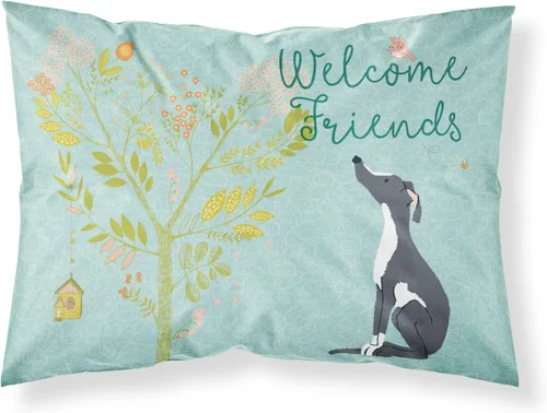 Vista 108 de Caroline's Treasures BB7625PILLOWCASE - Funda de almohada decorativa de tela con texto en inglés "Welcome Friends" Airedale Terrier estándar