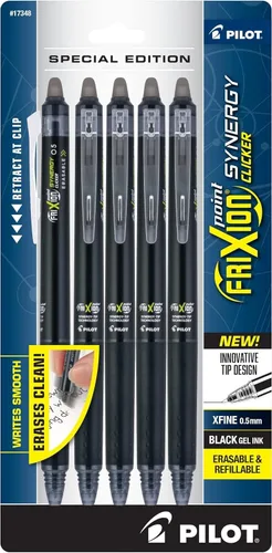 Vista 7 de PILOT FriXion Synergy Clicker - Bolígrafos de tinta de gel borrables, recargables, retráctiles, punta extra fina de 0.5 mm, paquete de 5