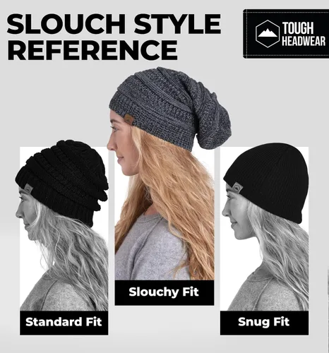Vista 18 de Slouchy Cable tejido Gorro de lana por Tough Headwear – Gorro de lana de gran tamaño Sombreros Gorros Graves Sombreros Para Hombres y Mujeres