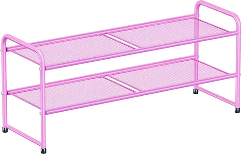 Vista 9 de SUFAUY Zapatero de malla de 3 niveles, estante de zapatos de metal para armario de 33 pulgadas de ancho, resistente, negro