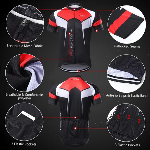 Vista 3 de Lixada Camiseta de ciclismo para hombre de manga corta con pantalones cortos acolchados de secado rápido para verano, ropa corta para bicicleta