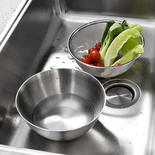 Vista 3 de WAGENSTEIGER Juego de tazón de acero inoxidable y colador de 3 patas, canasta de cocina multiusos con colador de malla fina, cuenco para mezclar