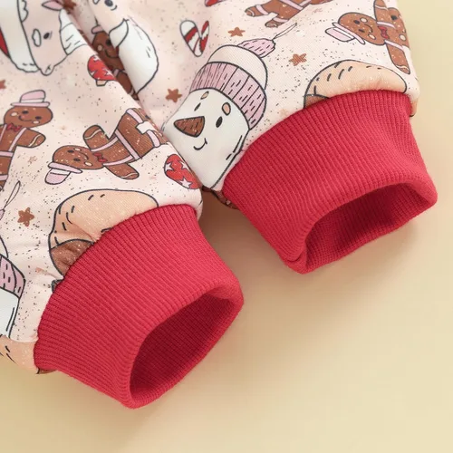 Vista 7 de Conjunto de 2 piezas de sudadera con diseño de Papá Noel, muñeco de nieve, alce y Papá Noel, ropa de otoño e invierno