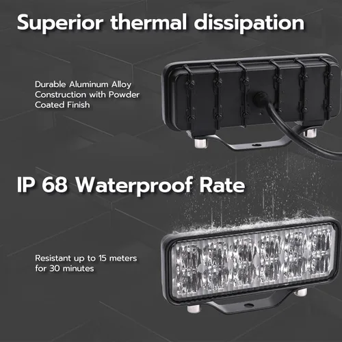 Vista 3 de Barra de luz LED de 6 pulgadas, 2 unidades, 120 W, 8000 lúmenes, luces LED todoterreno de haz de curvas anchas, luz de conducción rectangular