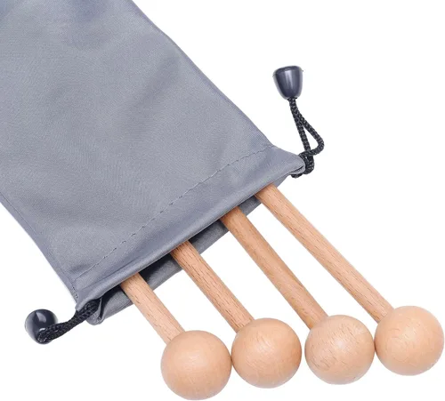 Vista 3 de 2 pares de mazos de madera para percusión Glockenspiel, xilófono, campanilla, madera y campanas, 8 pulgadas de largo con una bolsa de transporte