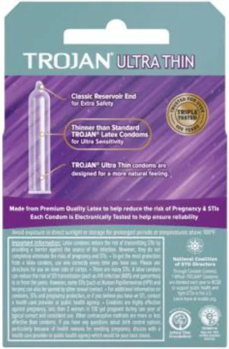 Vista 2 de Trojan Preservativos Látex Lubricado Ultra Fino - 3ct, Paquete de 3