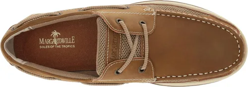 Vista 5 de Margaritaville Zapato náutico de encaje para hombre, color marrón claro, talla 9.5 de EE. UU