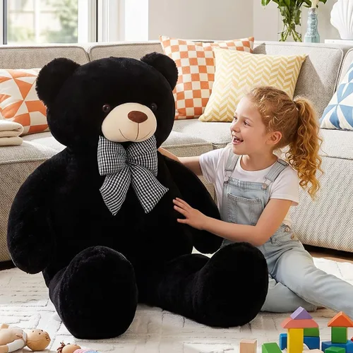 Vista 2 de IKASA Oso de Peluche Gigante Animal de Peluche Juguete de Felpa, 47 pulgadas Grande Lindo Jumbo Juguetes Suaves, Enorme Gran Esponjoso Gordo Negro